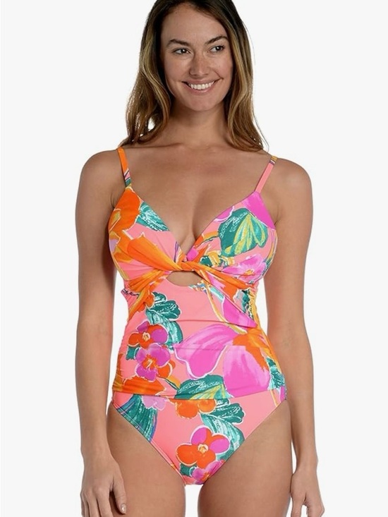 La Blanca Other - La Blanca Isla Del Sol Floral Twist-Front One-Piece Swimsuit,  Size 14.